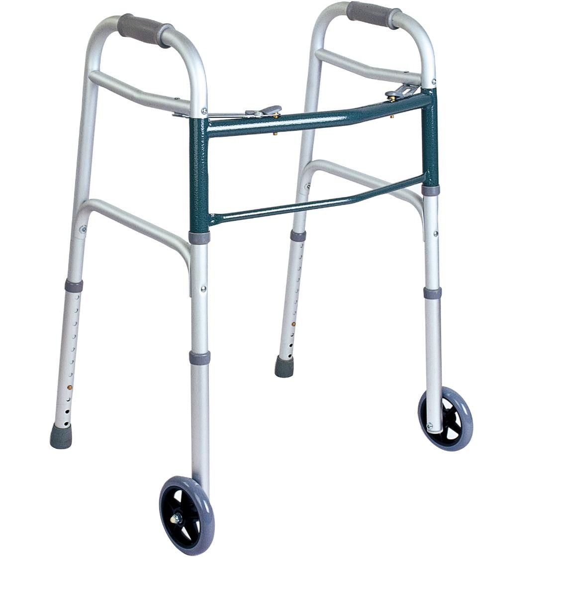 Ausilium Aluminium Faltbare Gehhilfe mit 2 Rädern und 2 Spitzen