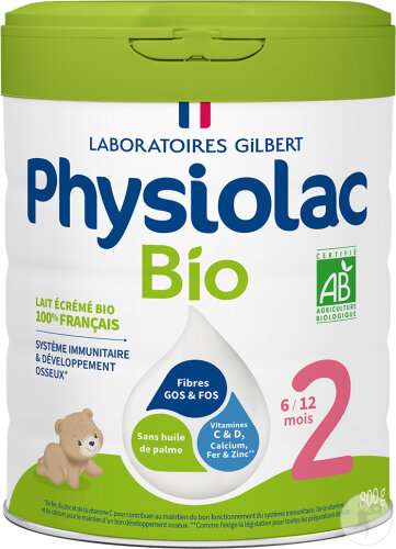 Physiolac Lait Bio 2ème Âge 6-12 Mois Bio Boîte 800g