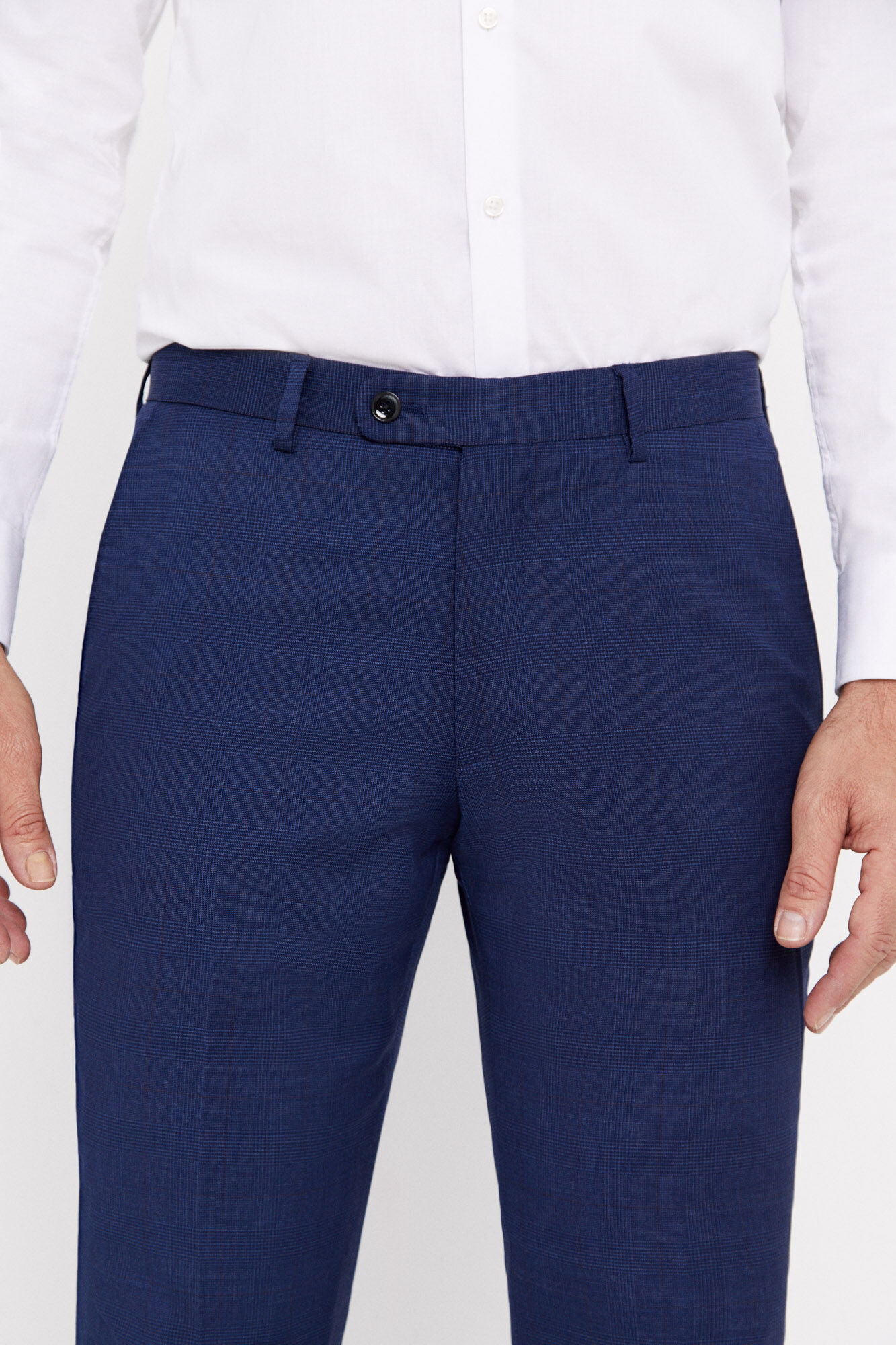 Calça xadrez slim - Azul