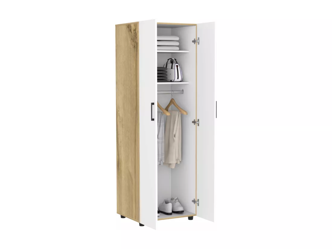 Armoire éther à 2 noDo, 180 cm à x 60 cm et x 48,5 cm P, blanc / dune