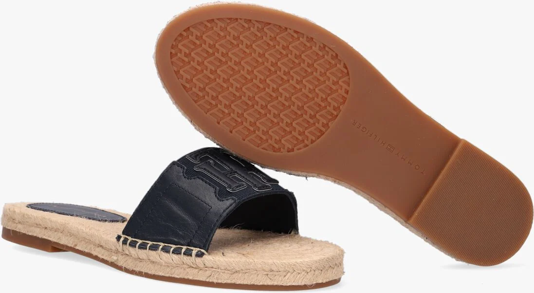TOMMY HILFIGER blauwe tommy hilfiger slippers th elastic mule espadrille