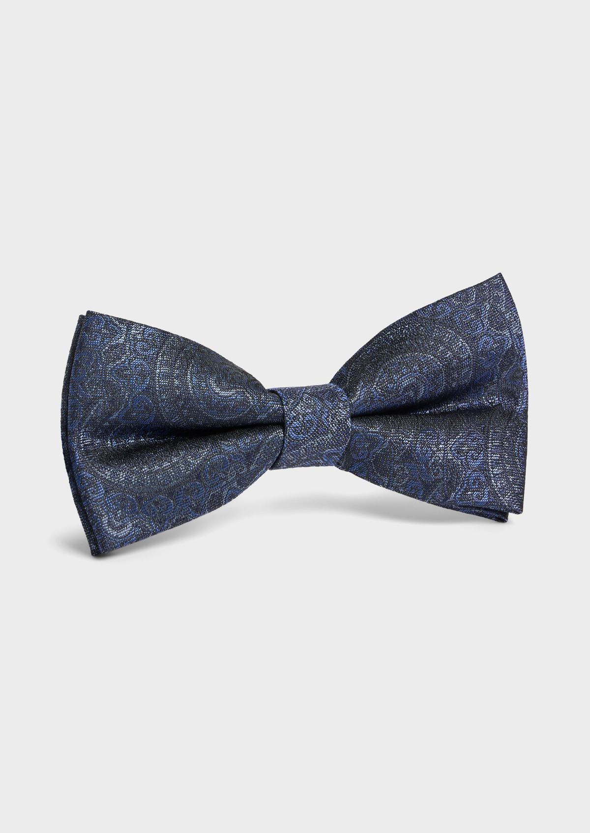 Noeud papillon en soie mélangée bleu indigo à motif fantaisie