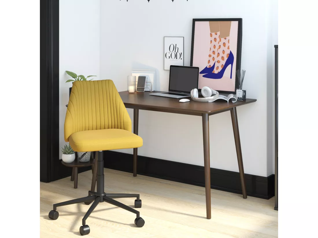 Brittany | Chaise de bureau en tissu moutarde