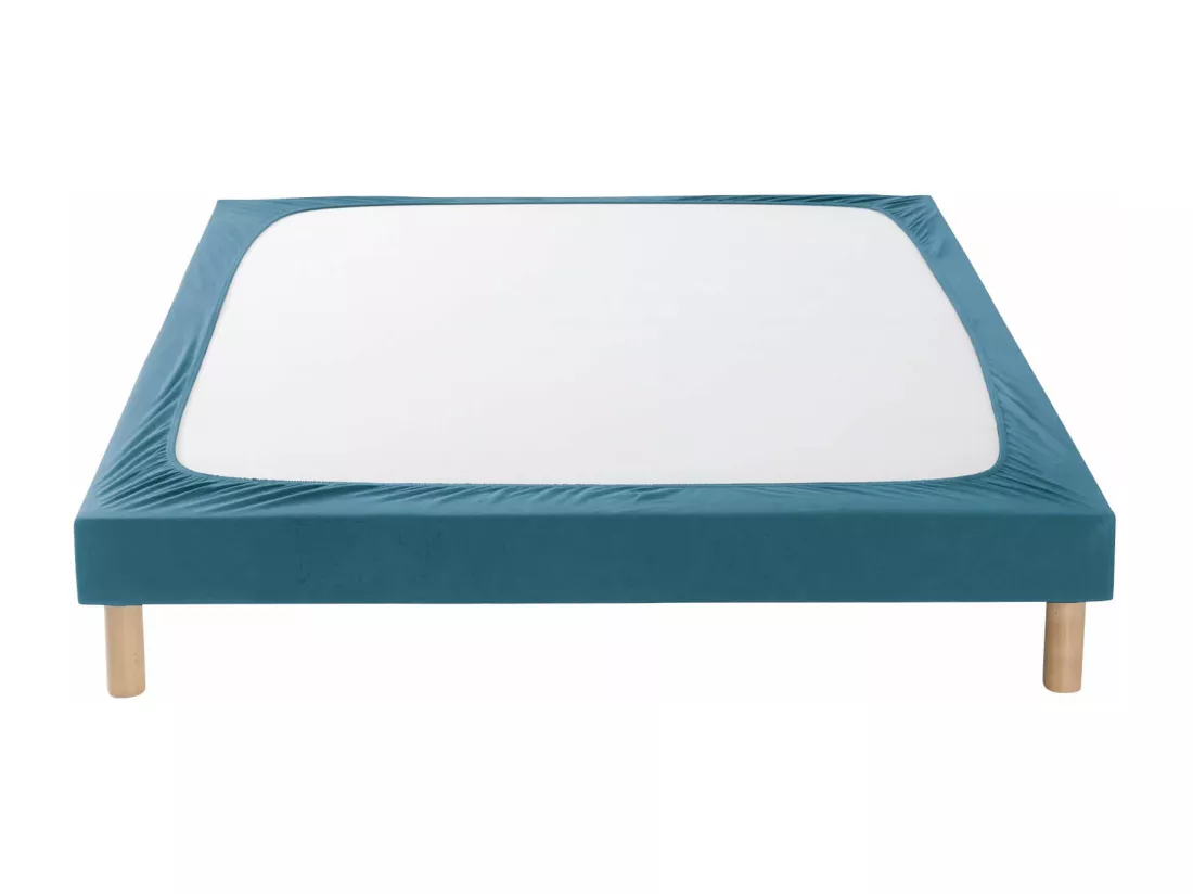 Cache-sommier coton jersey bleu océan 110x200