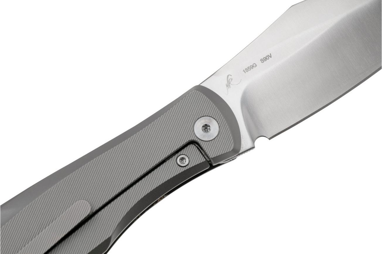 Artisan Cutlery Weyden 1859G-GCF, Sand Polished S90V, Titanium/Gold Flake Carbon Fiber zakmes, Nick Rogers design
