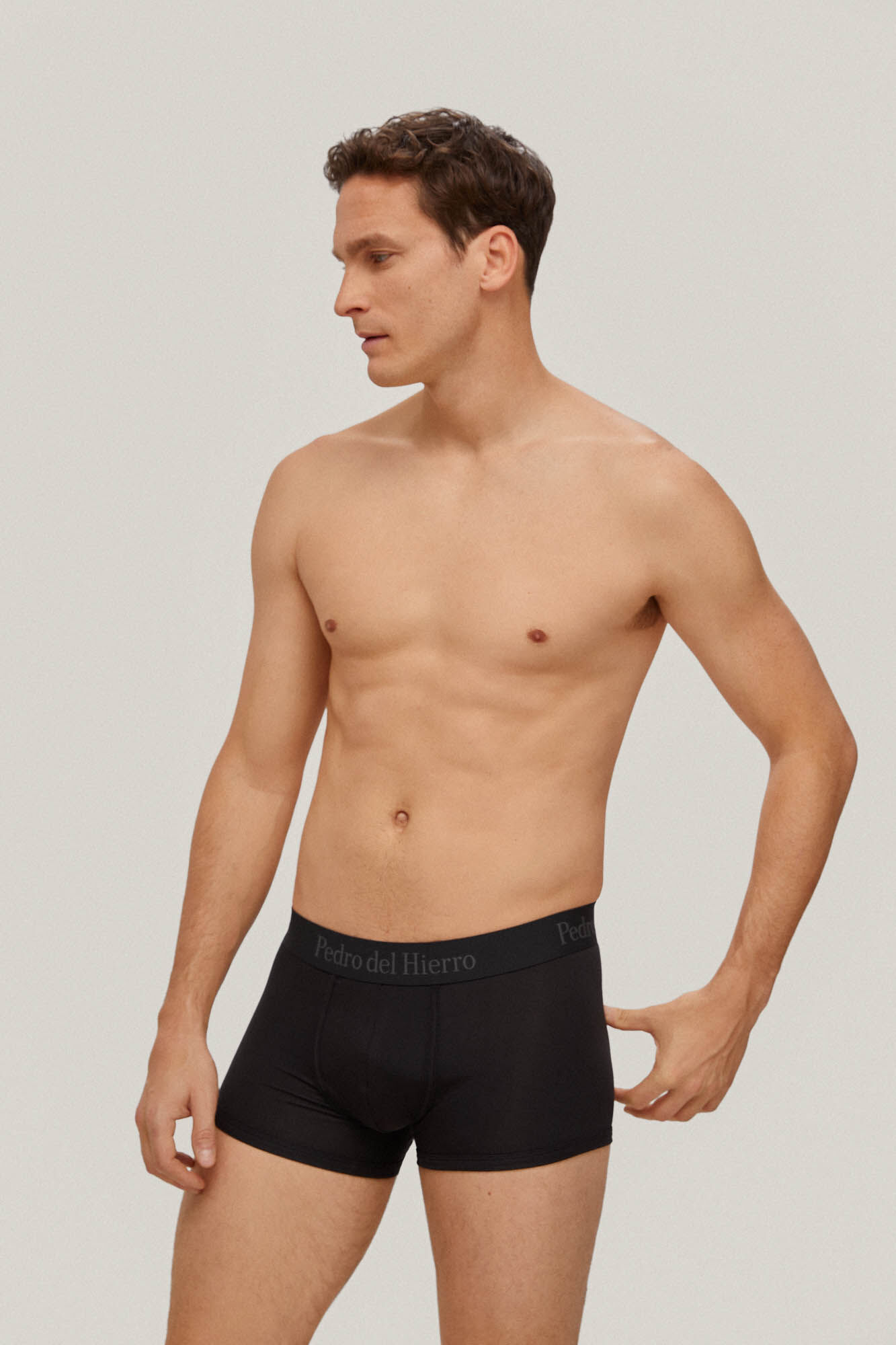 Calção boxer curto de malha lisa - Preto