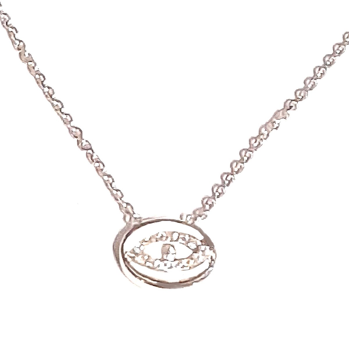 Collier avec breloque oeil bleu mauvais sort en argent cz cristal - 42cm