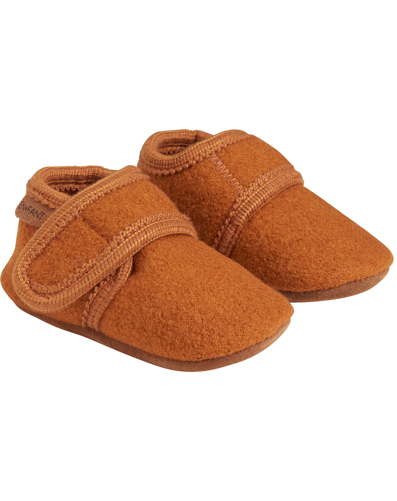 Klett-Krabbelschuhe MOBIL aus Wolle in leather brown