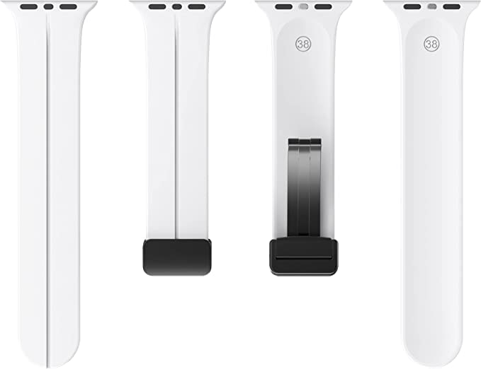 Apple Watch (49/46/45/44 mm) Ersatz Silikon Sport Armband mit magnetischer Faltschliesse (Gelenkumfang: 175-210mm) - Weiss