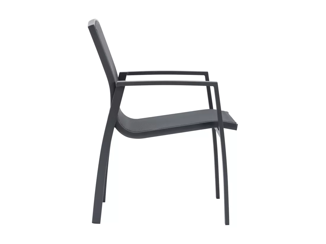 Fauteuil de jardin empilable en aluminium et textilène - Anthracite - MILLAU de MYLIA