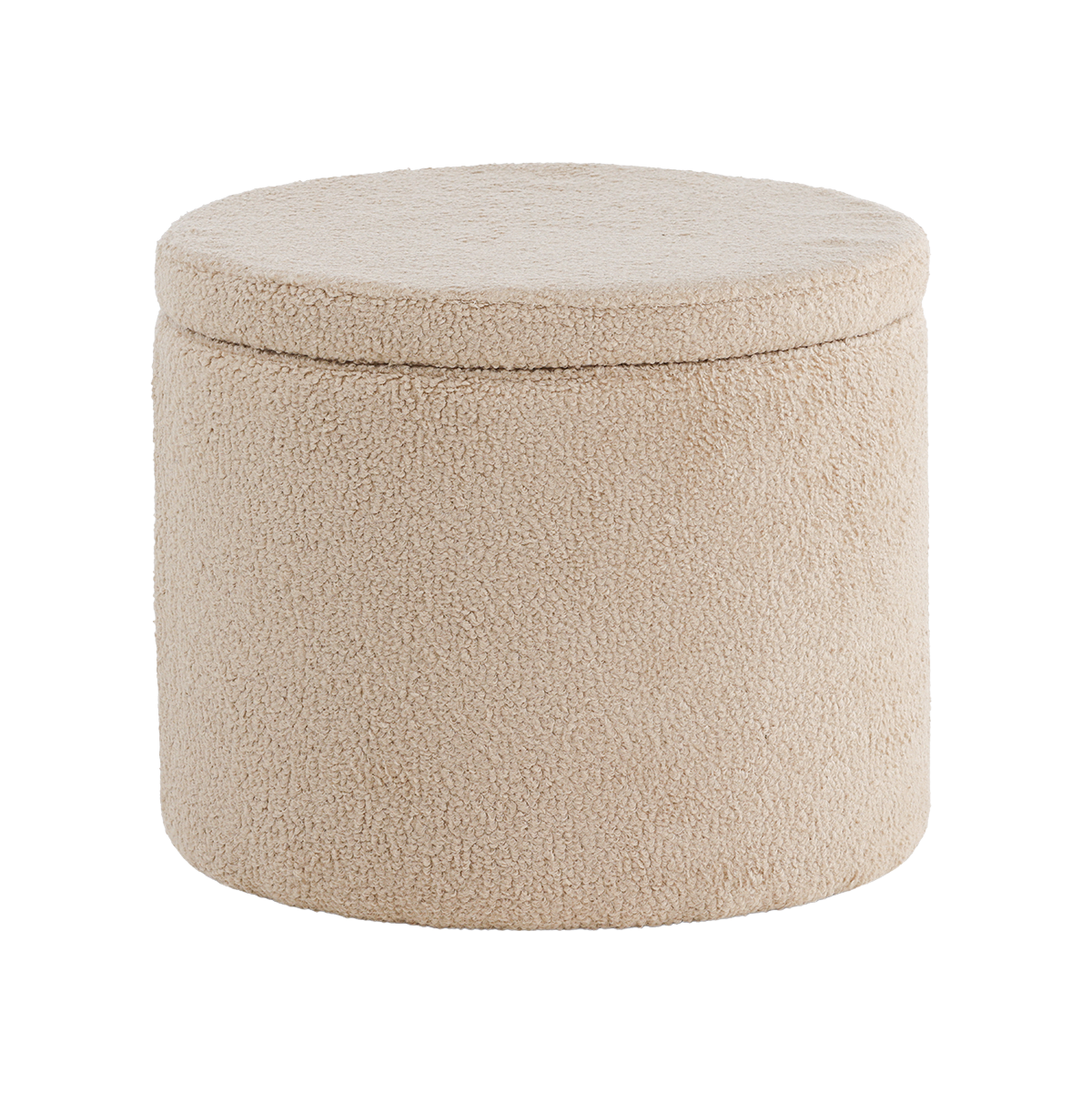 Poef Amelia teddystof met opbergruimte Beige