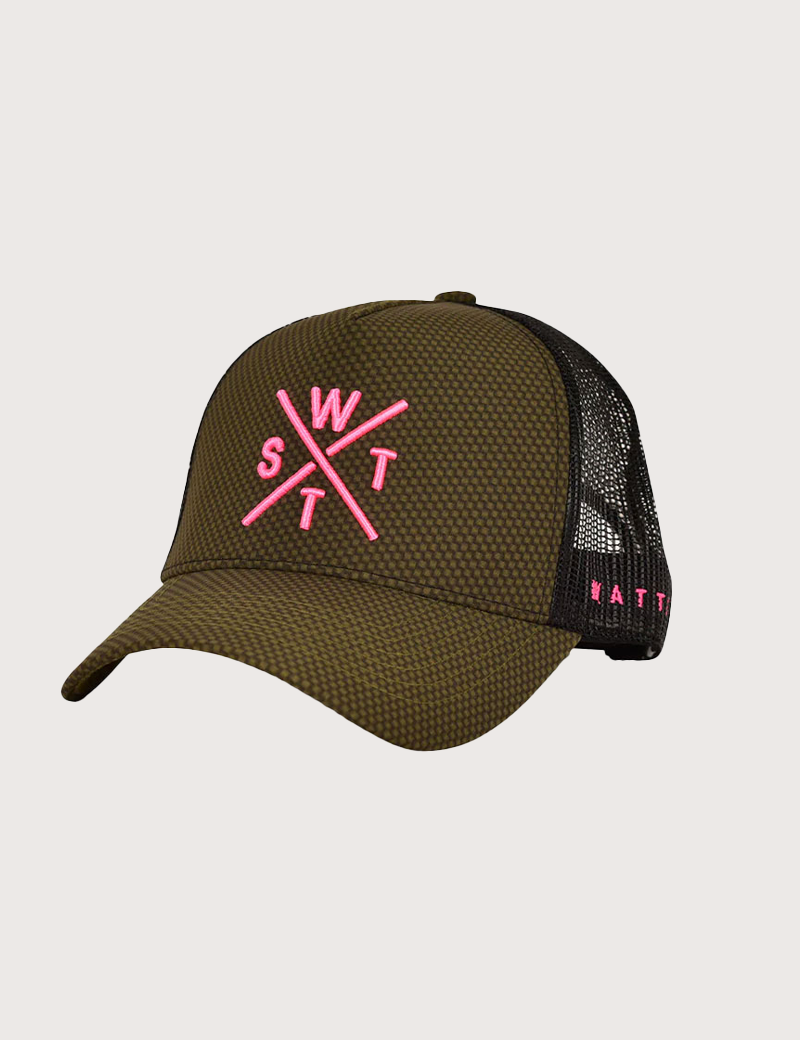 WATTS CASQUETTE TRUCKER TRIBE CARBON KAKI PINK