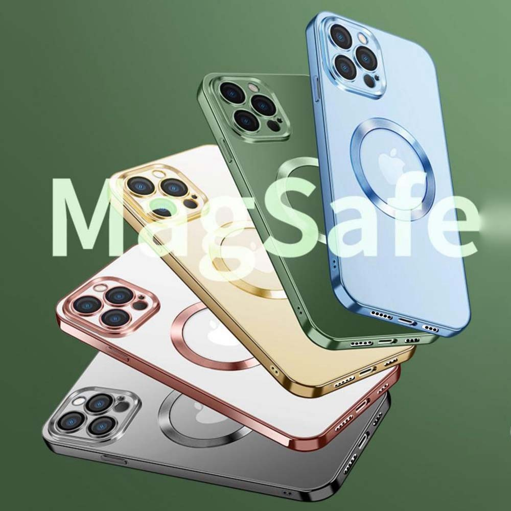 iPhone 13 Pro MagSafe Gummi Case Hülle mit Acryl Kameraglasschutz - Roségold / Transparent