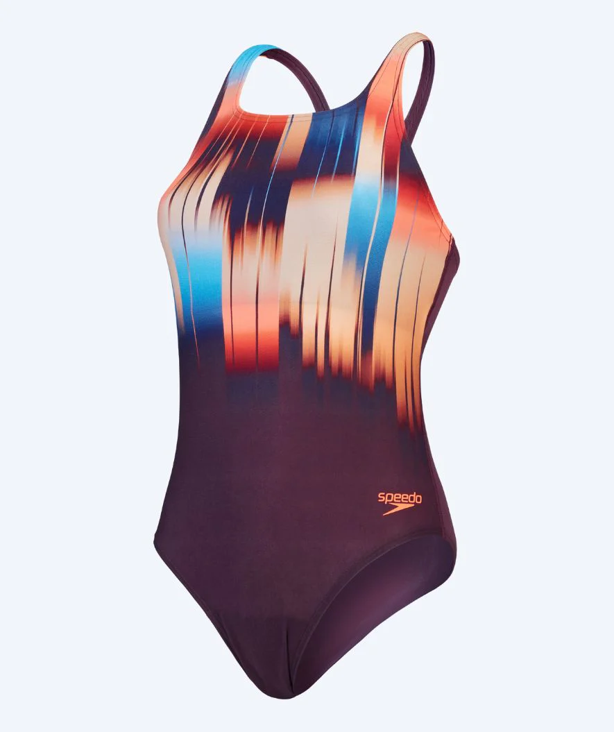 Speedo badedragt til damer - Digital Printed Medalist - Lilla/orange