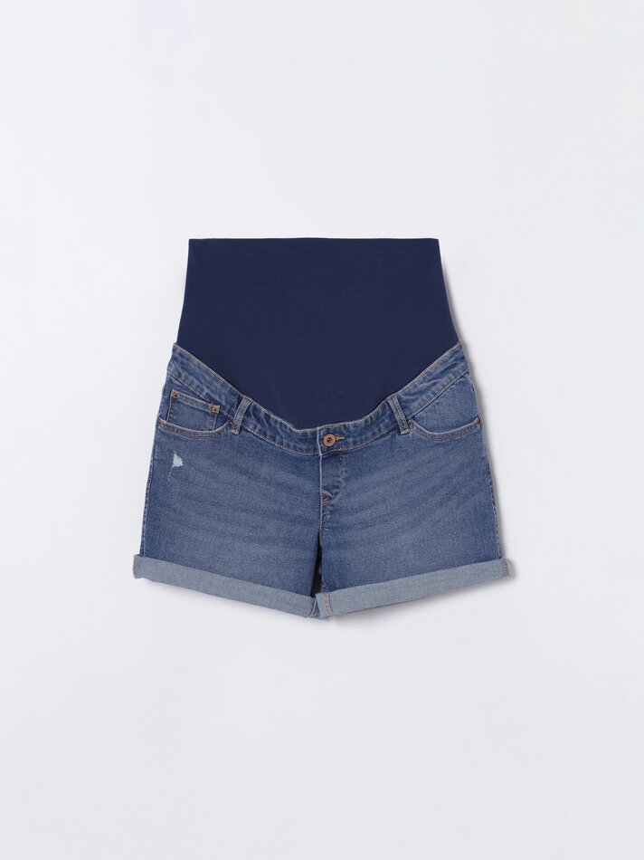 Shorts jeans para gestantes - Azul escuro
