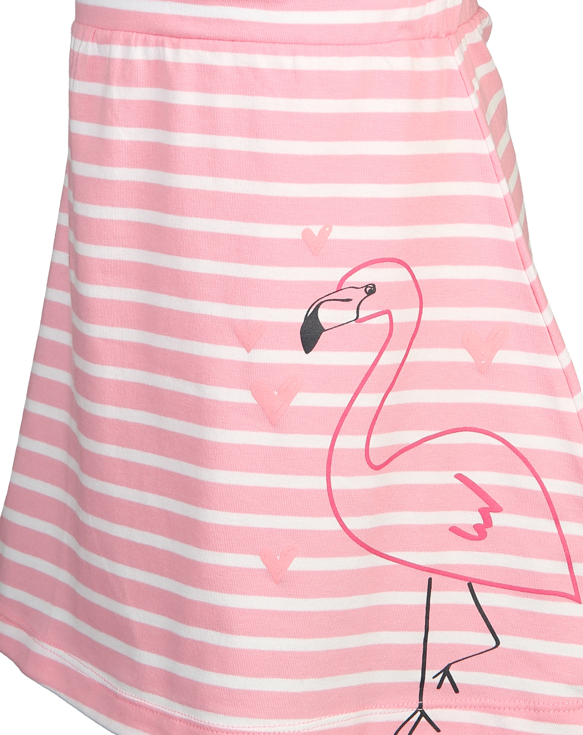 Kurzarm-Kleid FLAMINGO gestreift in weiß/pink