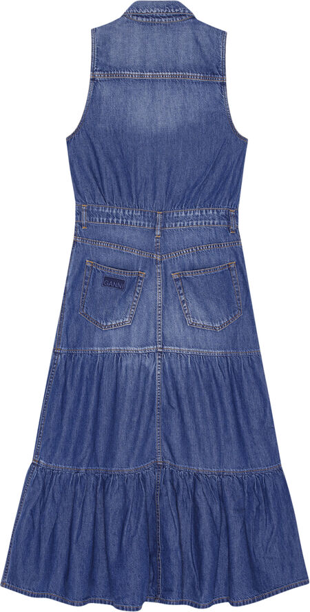 Ganni Light Denim Long Dress Mid blue vintage