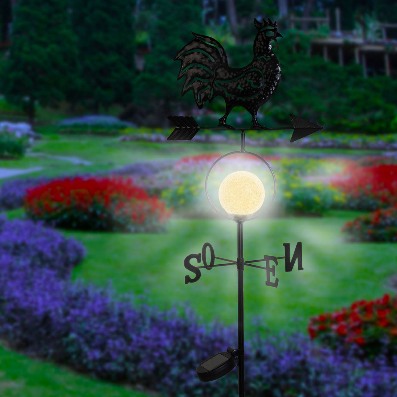 Pratik Garden Girouette solaire noire - 28x25x124.7  cm