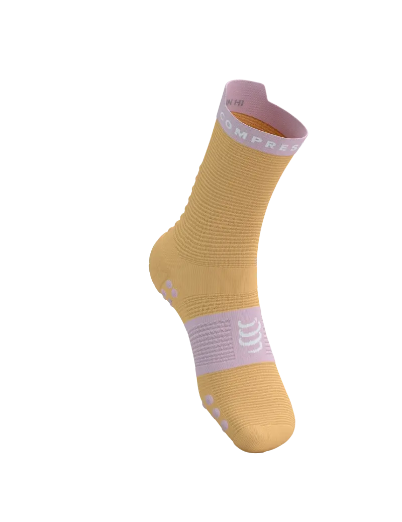 Compressport Pro Racing v4.0 Run High Compressiesokken Oranje/Roze