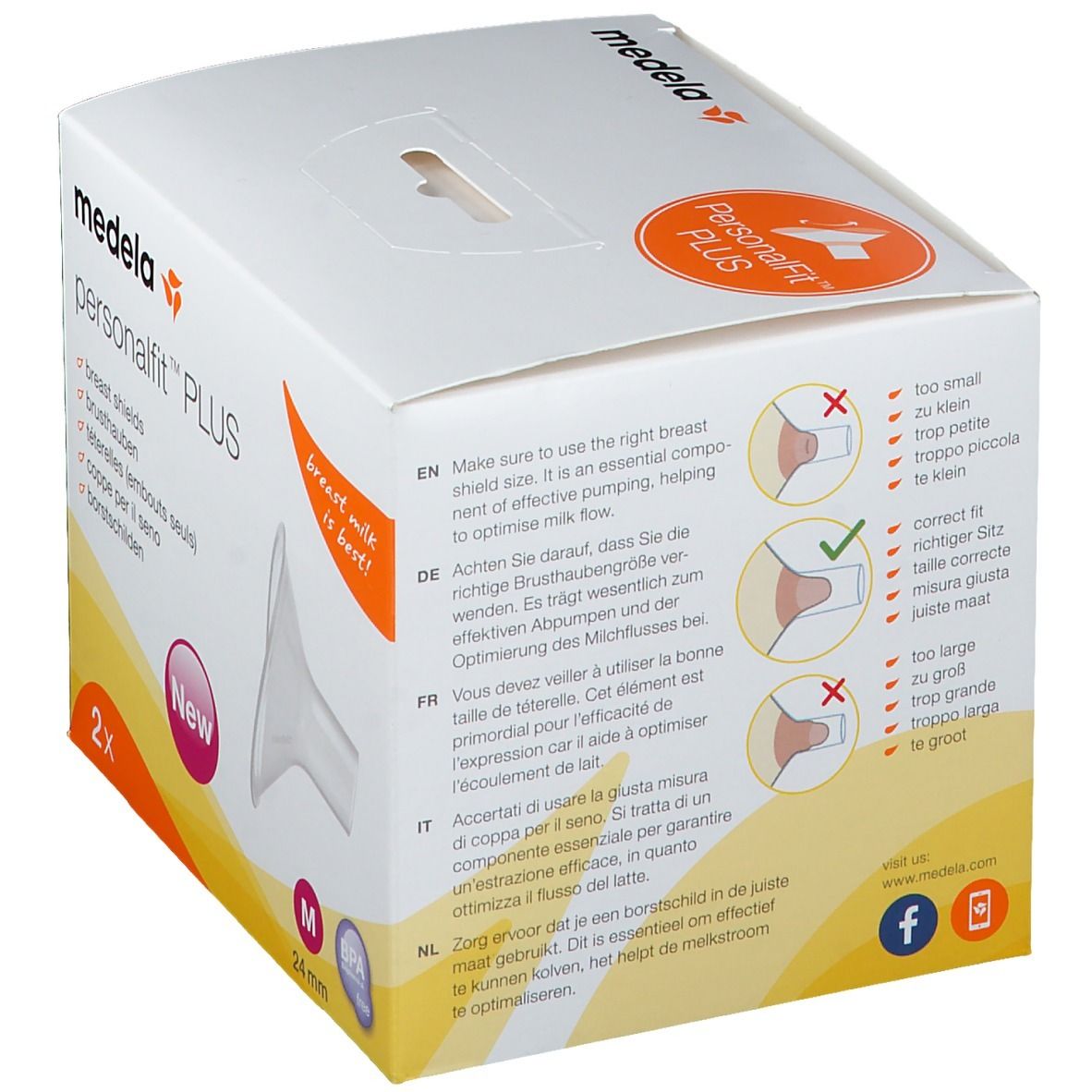 medela PersonalFit™  PLUS Brusthaube 2 St., Gr. M 24 mm
