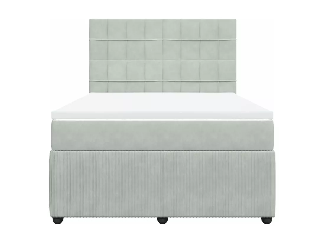 Sommier à lattes de lit et matelas Gris clair 140x190cm Velours