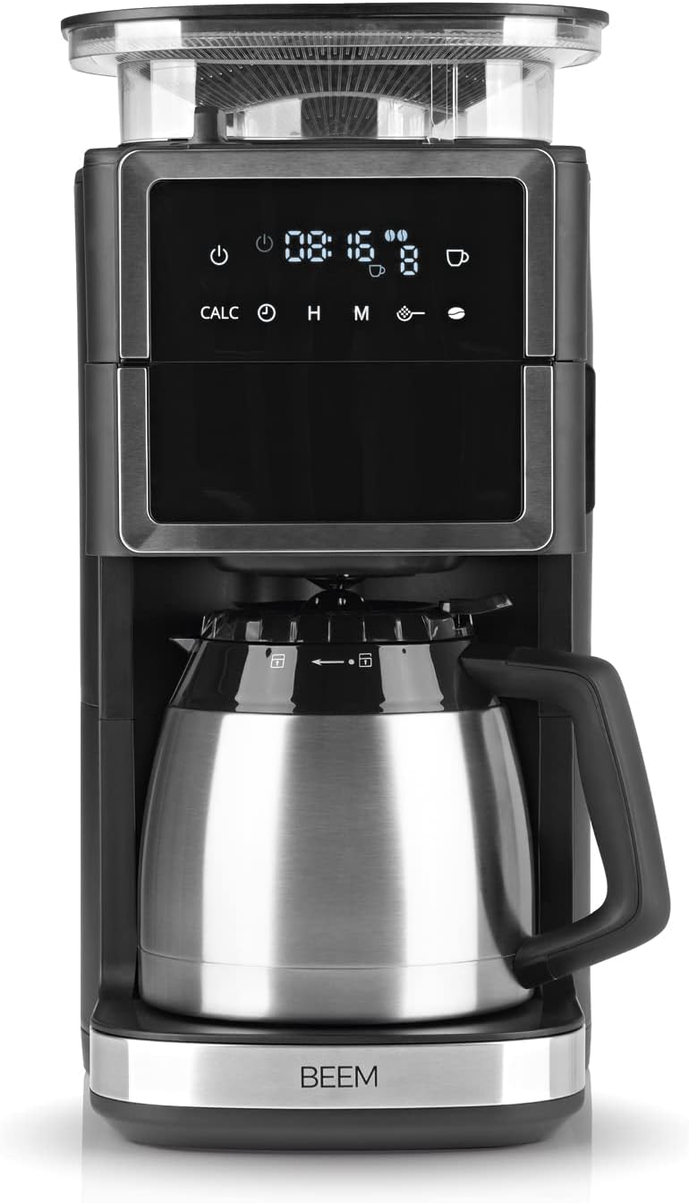 BEEM FRESH-AROMA-PERFECT III Filterkaffeemaschine mit Mahlwerk - Thermo | Edelstahl | Mit Isolierkanne & Aroma-Plus-Funktion | Permanentfilter & 24-H-Timer | 1000 W | bis zu 10 Tassen