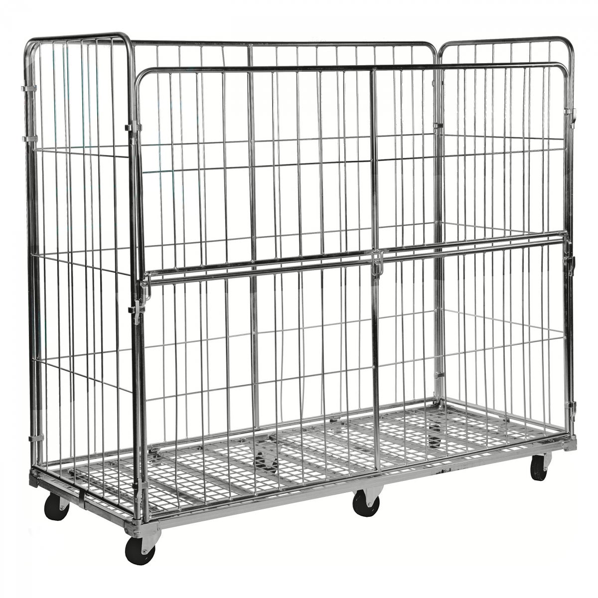 Kongamek verzinkte rolcontainer 2000x800x1800mm met 4 gaaswanden, voor halfopen, zonder rem