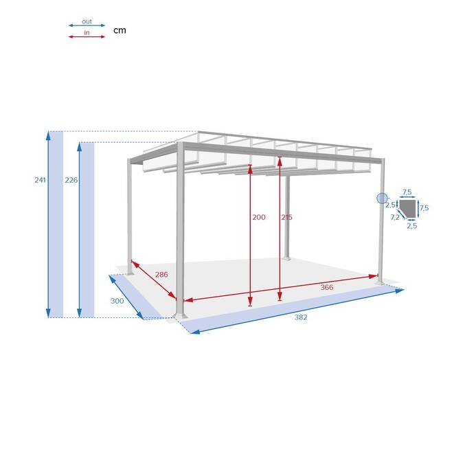 Pergola autoportante BELIZE Graphite