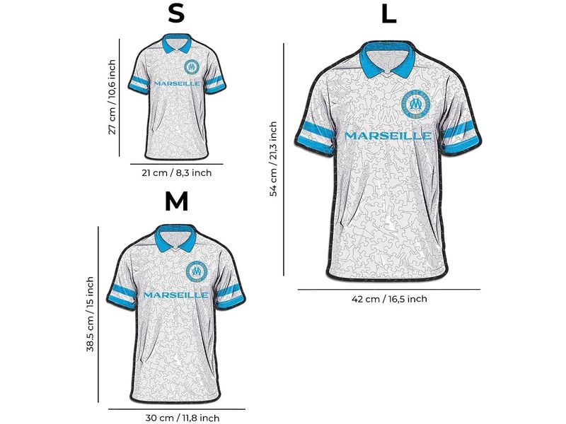 Iconic Puzzle Olympique Marseille – Trikot Offizielles Holzpuzzle, Grösse M