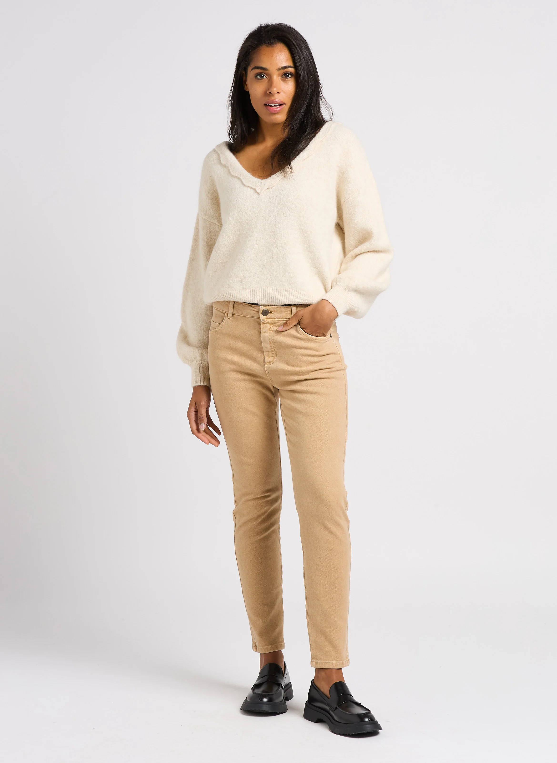 LE MONICA - Jean slim en coton mélangé | Marron