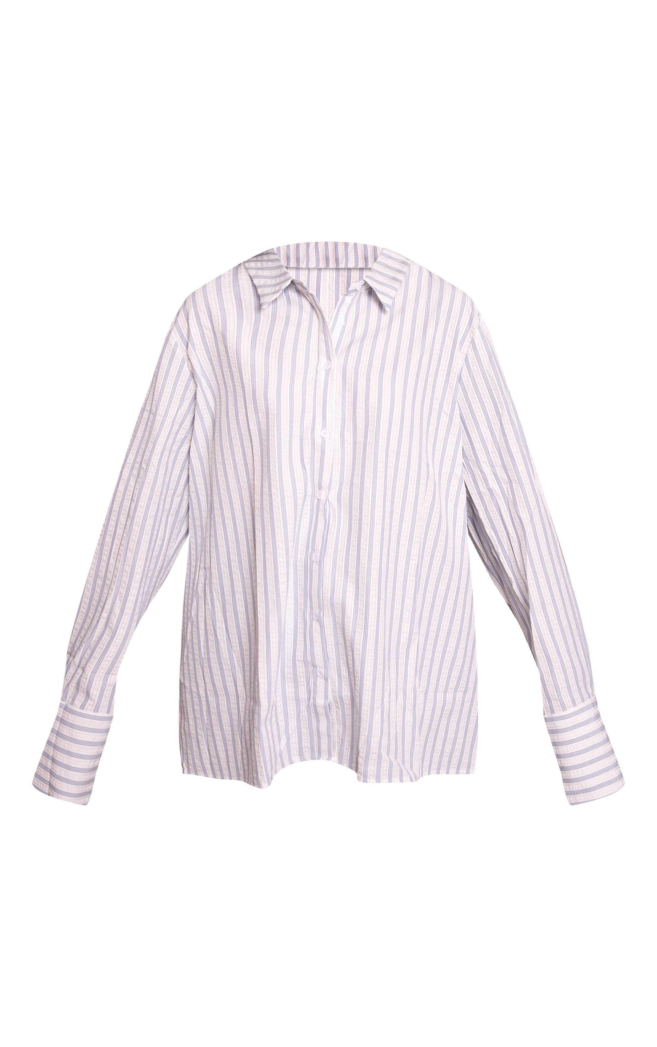 Bleu Chemise Oversize À Poignets Rayés
