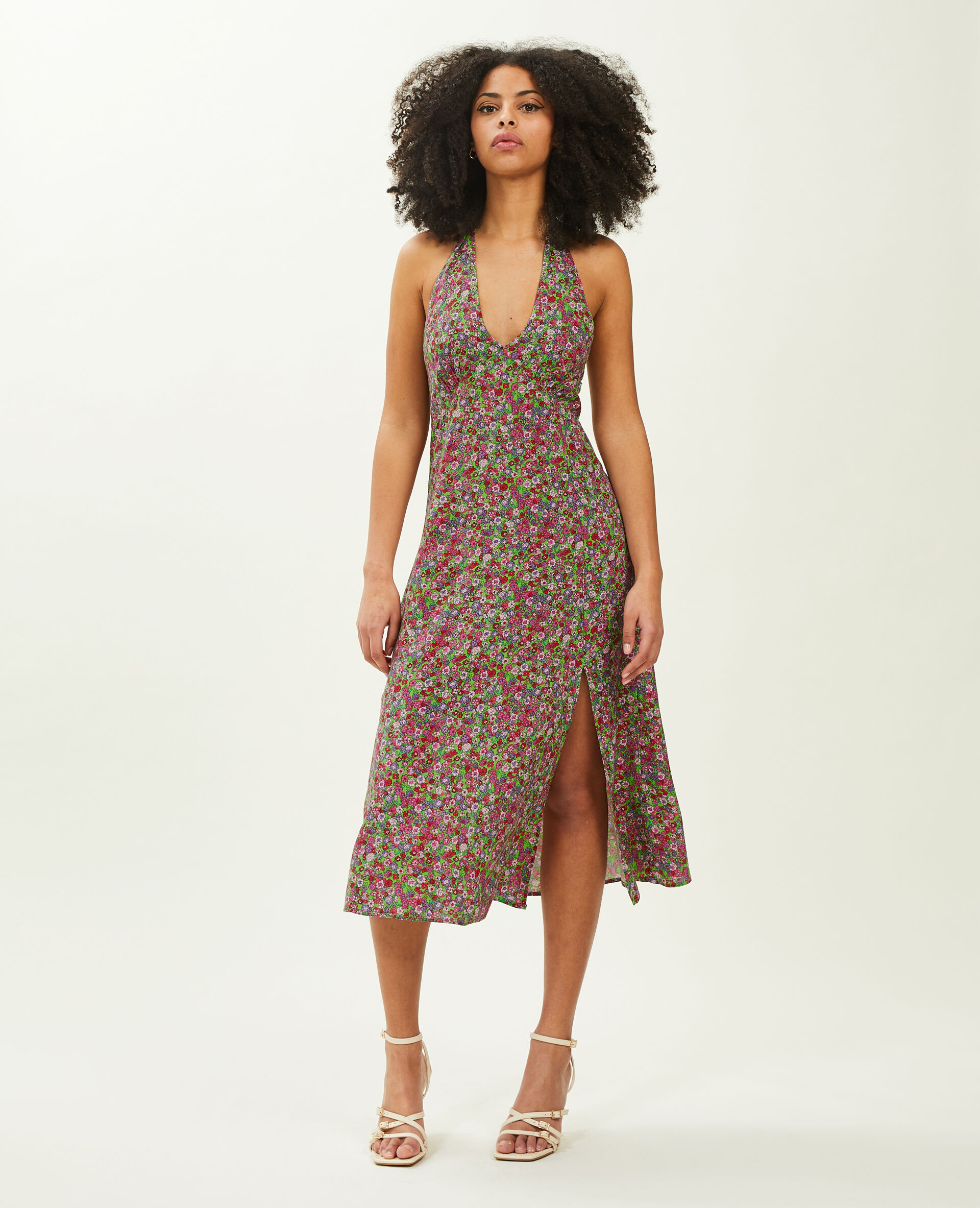 Robe midi dos-nu - Vert kaki