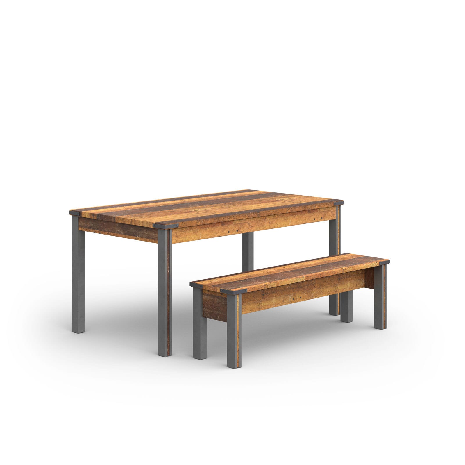 Bank Prime Grau/Braun Matera - Old Wood-Dekor 140 x 44 x 35 cm