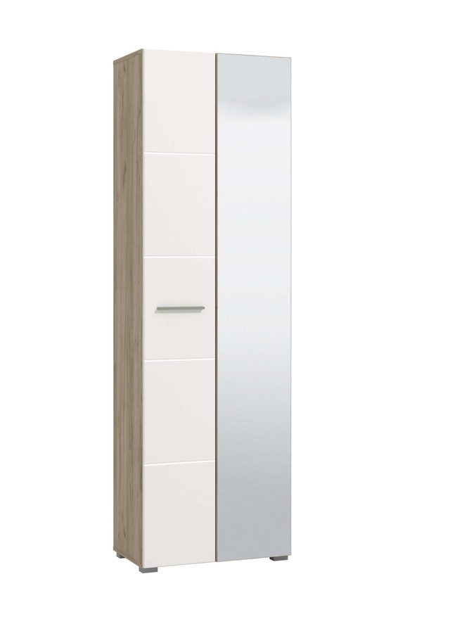Home affaire Garderobenschrank »Beny Kleiderschrank, Stauraumschrank, Flurschrank, Höhe 193 cm« Hochglanzfronten, Spiegeltür, Breite 60 cm, ausziehbare Kleiderstange