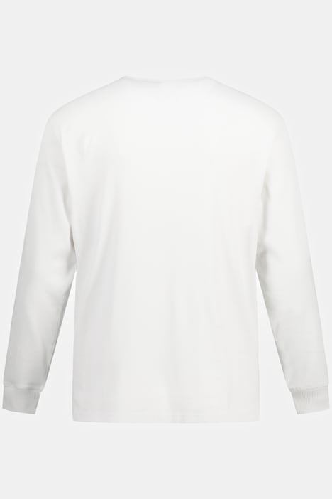 Henley, Langarm, Rippjersey, Rundhals, Knopfleiste