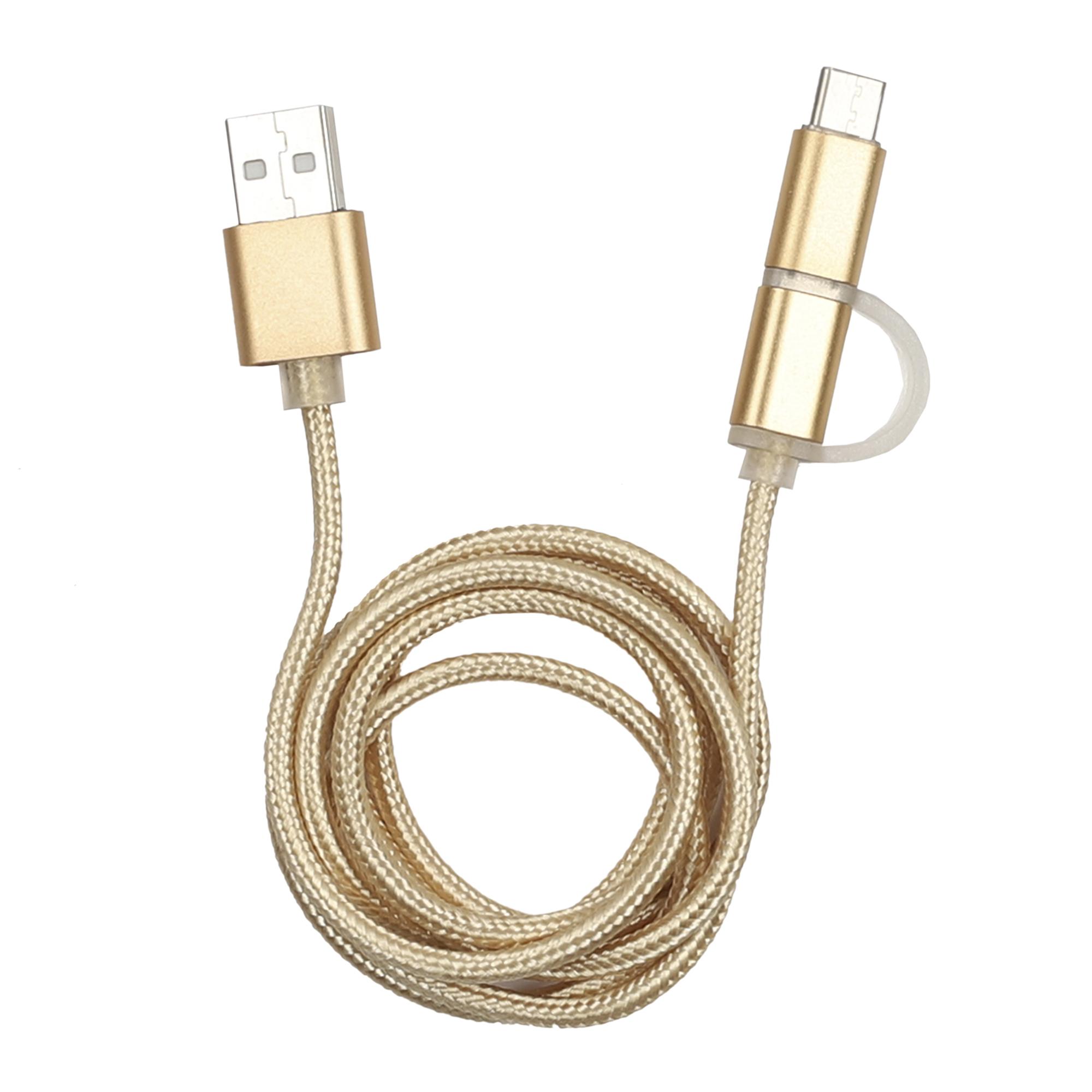 CABLE TRESSE 2 EN 1 MICRO USB TYPE C
