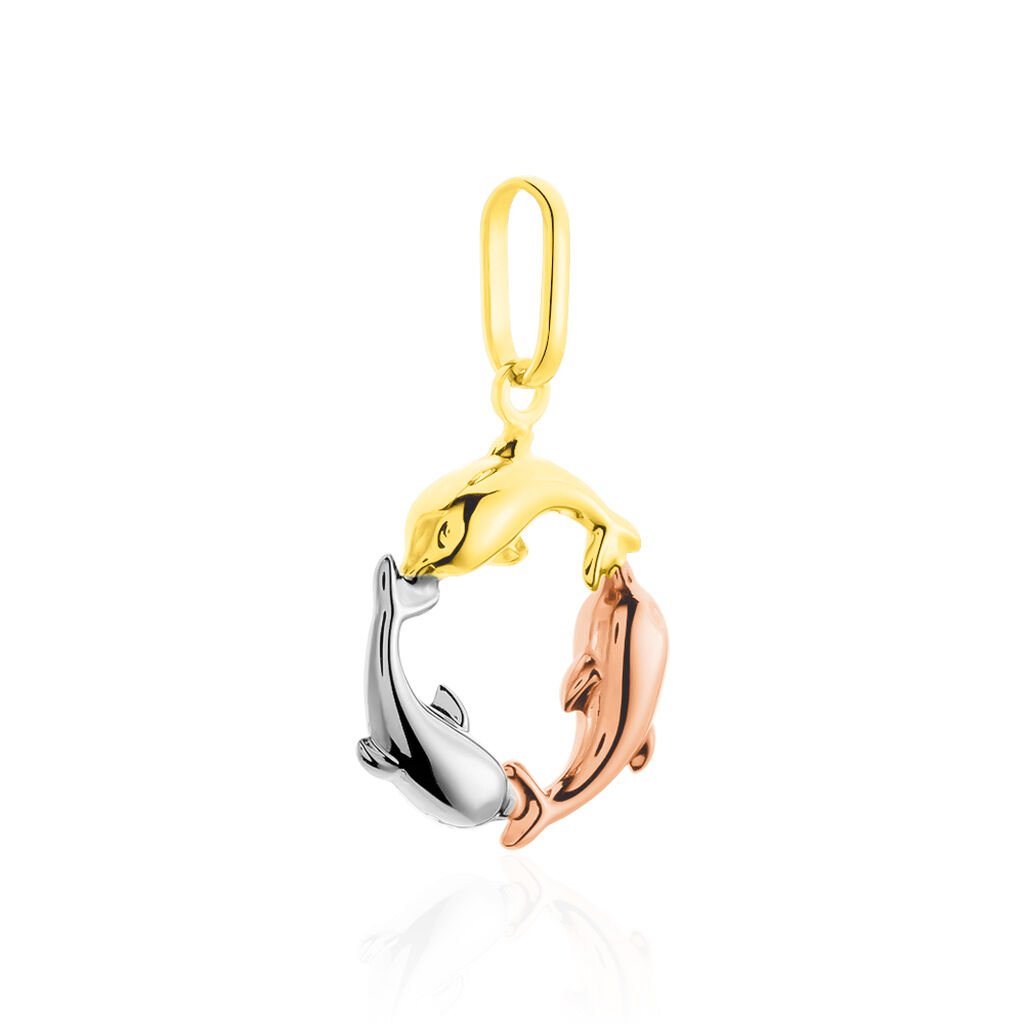 Pendentif Haizia Trio Dauphins Or Tricolore