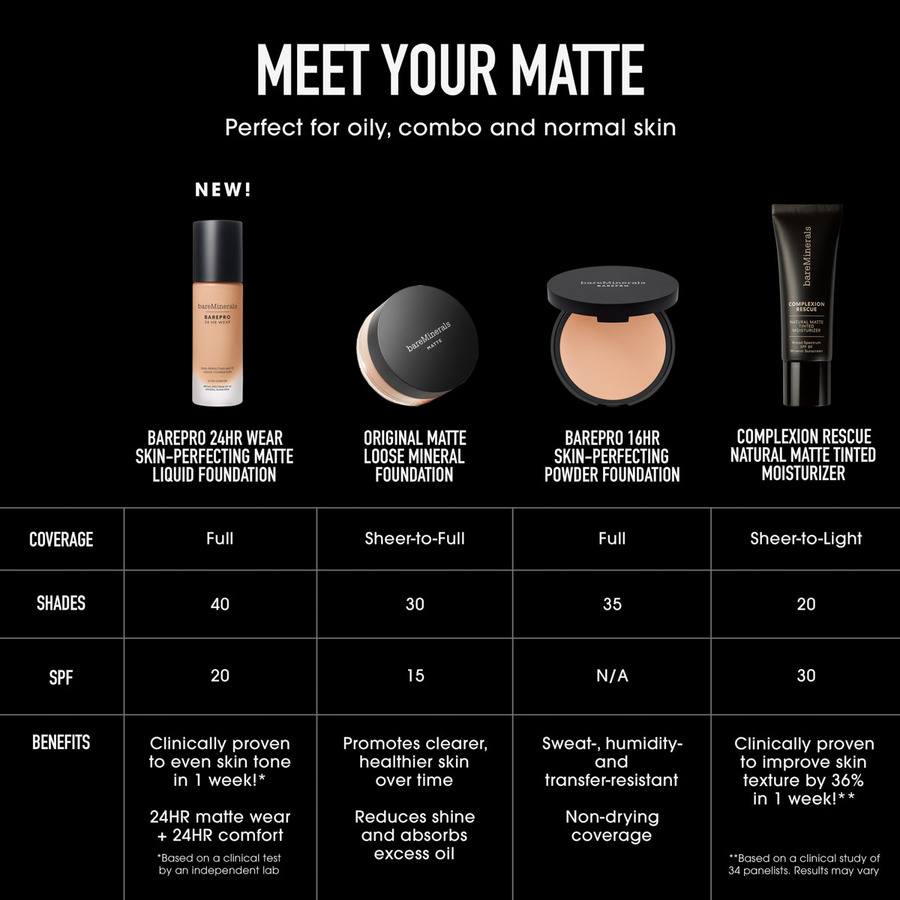 bareMinerals BAREPRO 24H Matte Comfort Liquid Foundation Med. Deep 40 Warm 30ml