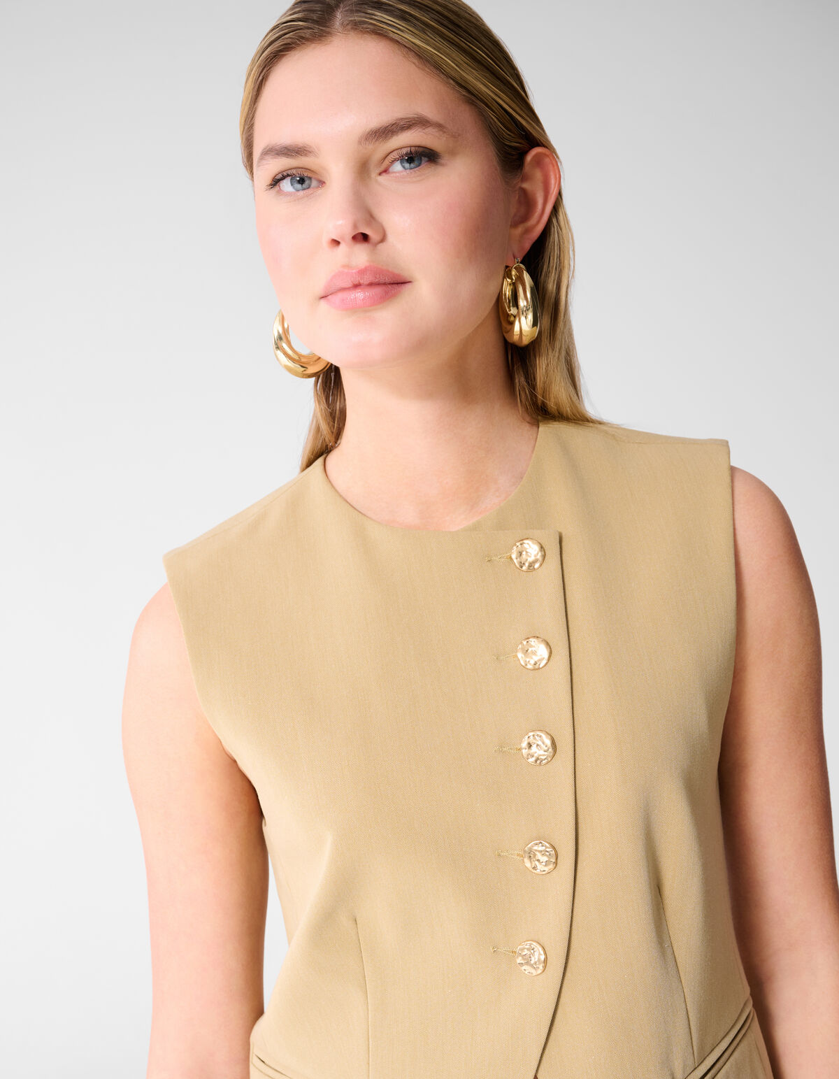 Asymmetrisch Gilet Zand