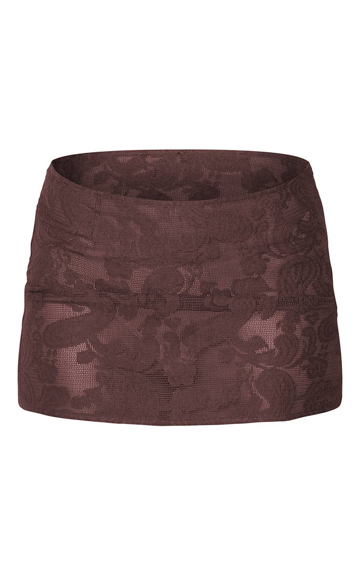 Chocolat Jupe Mini Ajustée Transparente À Motif Paisley Coordonnée