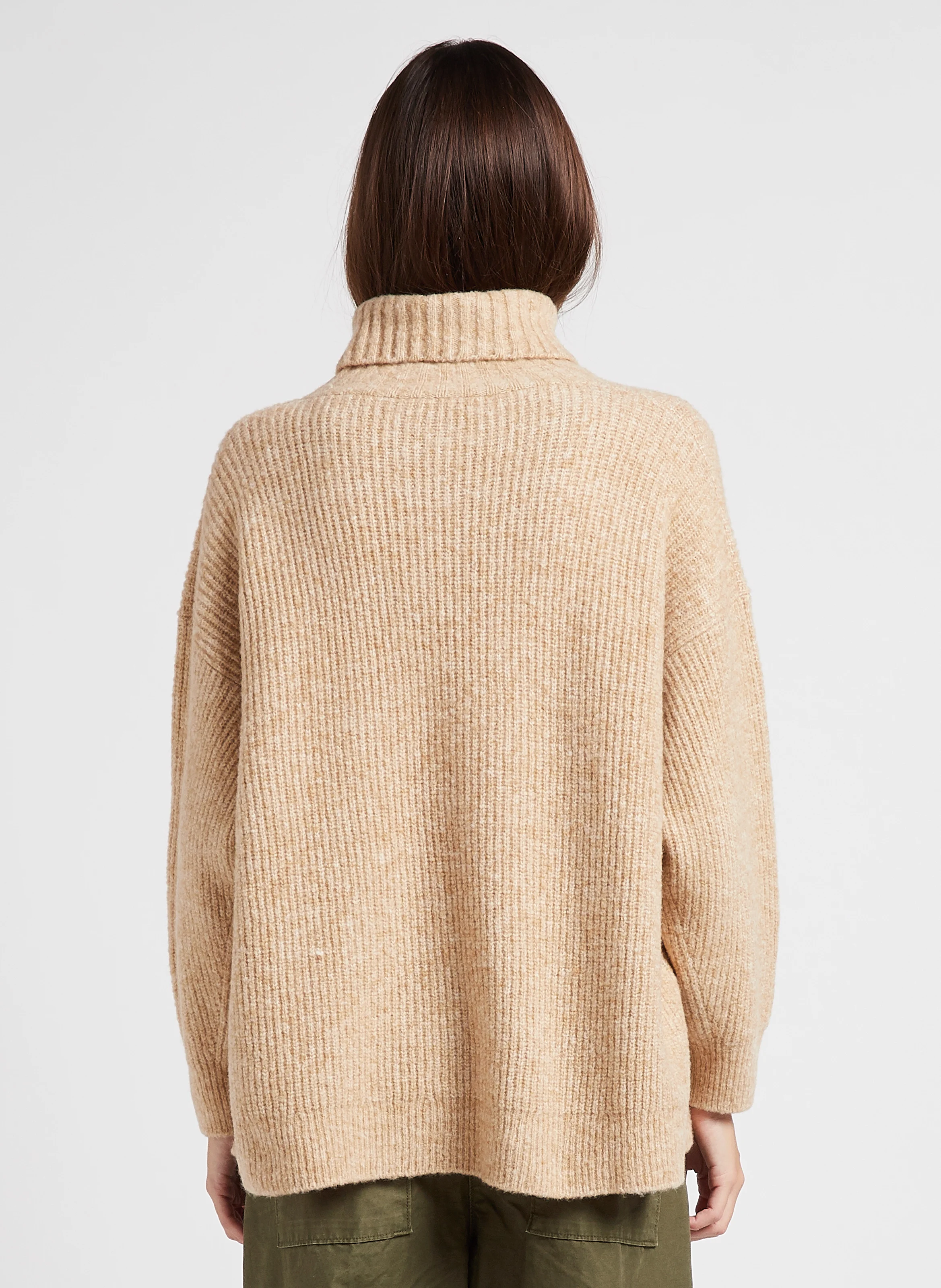 MALMO - Pull ample col roulé en laine mélangée | Beige