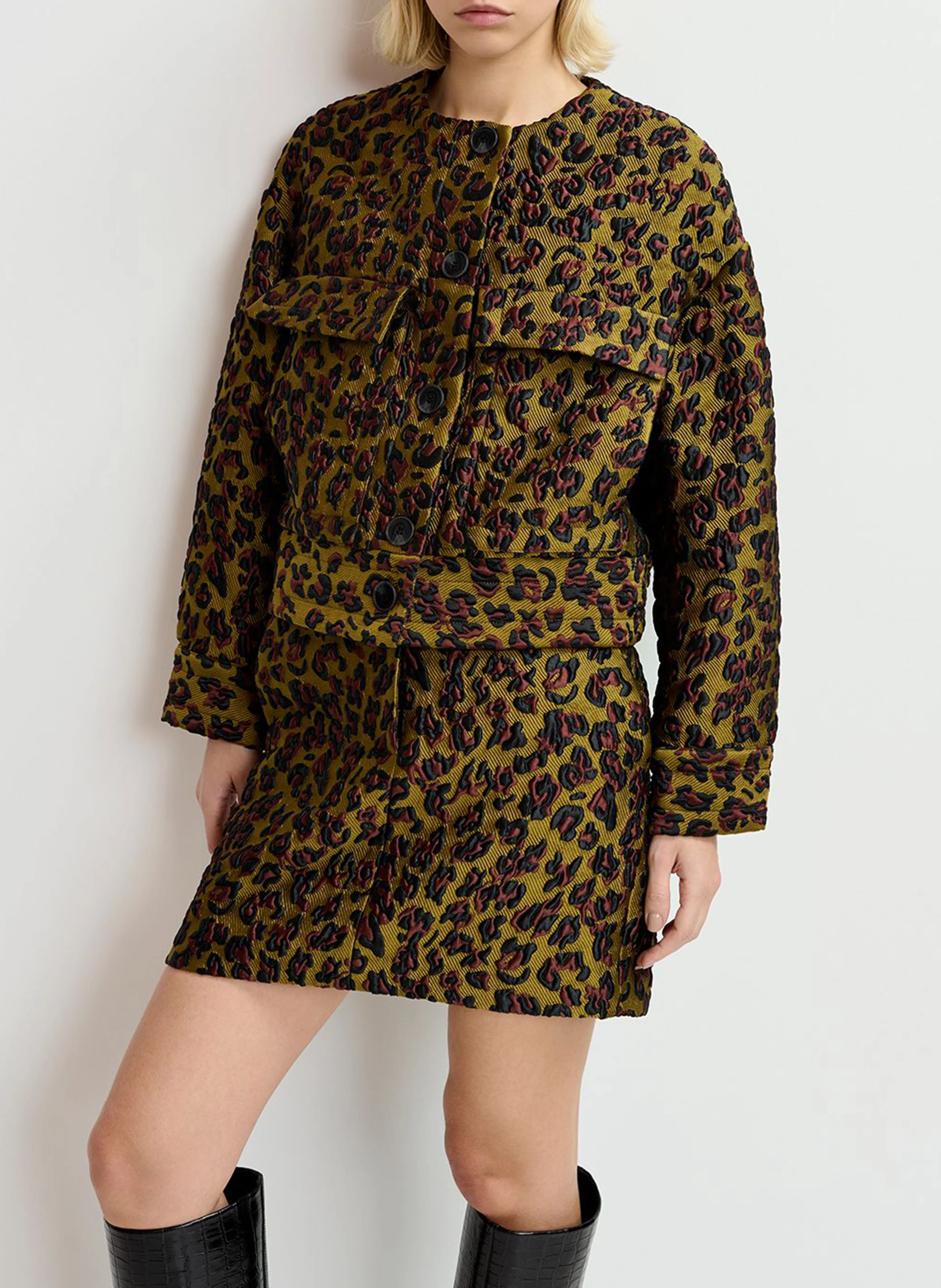 GALLANT2 - Veste col classique ample en jacquard imprimé | Vert