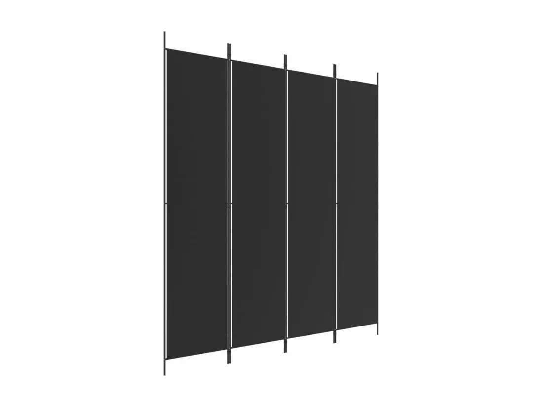 Cloison de séparation 4 panneaux Noir 200x220 cm Tissu