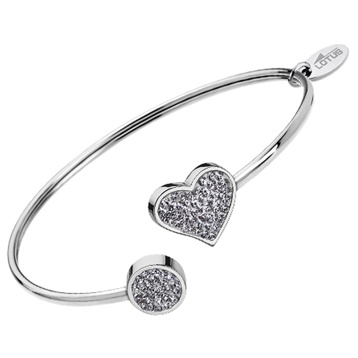 Jonc Lotus motif coeur cristal