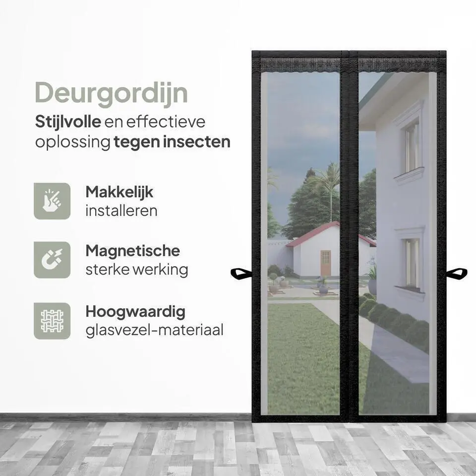 O'DADDY Deurgordijn Deluxe FIBER - Magnetisch Vliegengordijn 100x210 Zwart