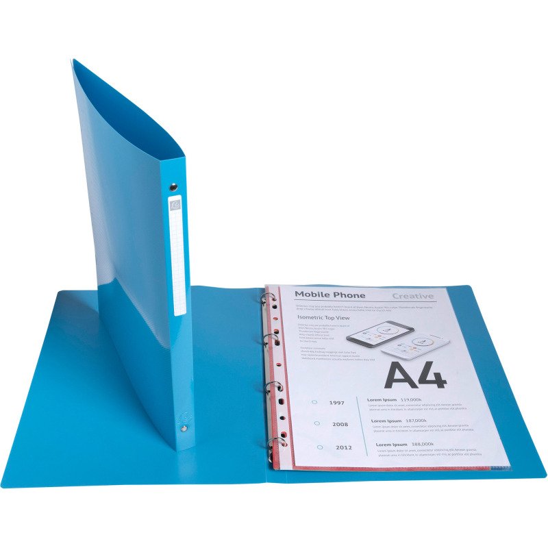 Classeur 4 anneaux plastifié Bee Blue Exacompta - Dos 2 cm couleurs assorties