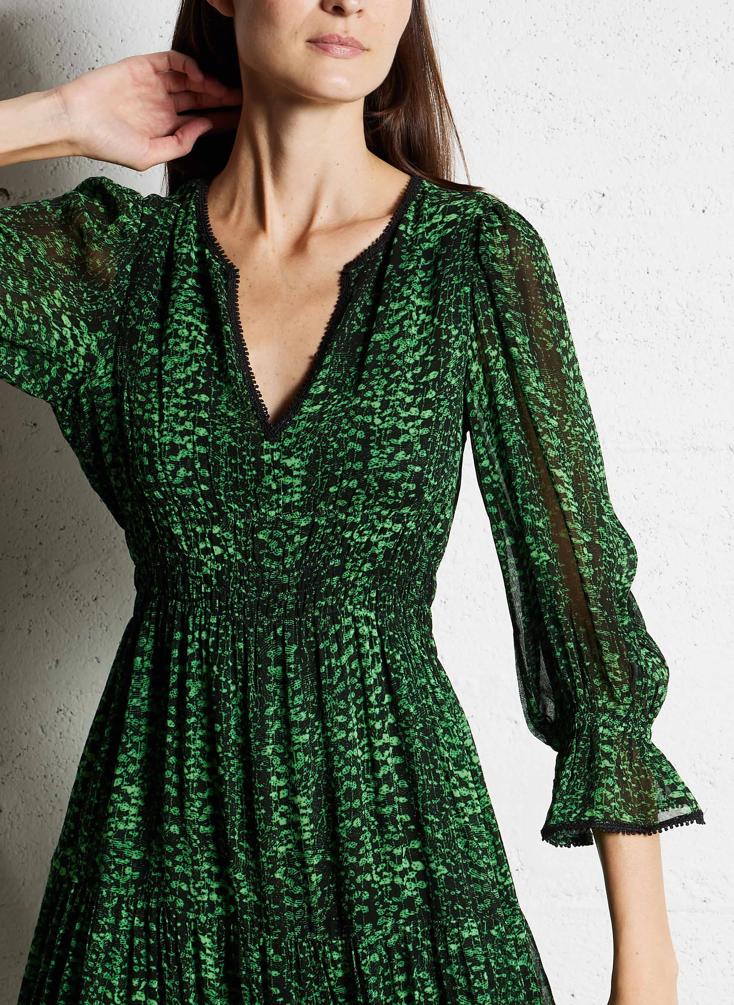 CLOVIA - Robe longue imprimée| Vert