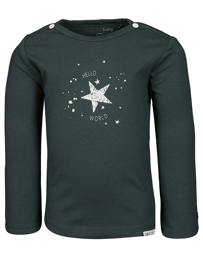 Langarmshirt LUX – HELLO WORLD in dunkelgrün