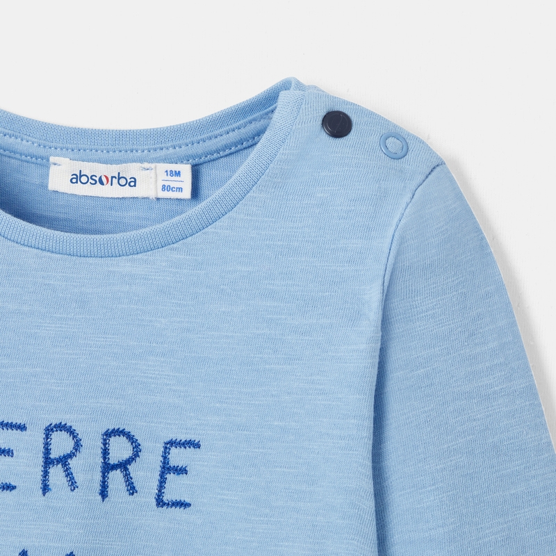 T-shirt à message brodé turquoise bébé garçon Absorba