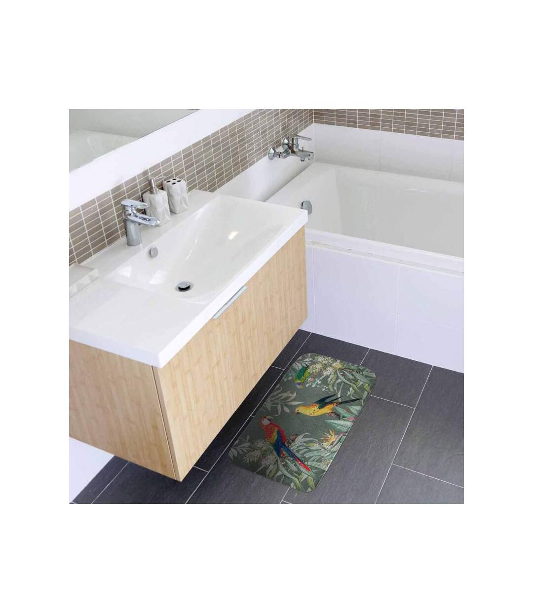 Tapis de Bain Imprimé Safia 45x75cm Vert